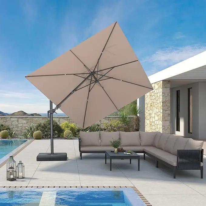 PURPLE LEAF 9' X 12' Left-right Tilting Outdoor Patio Umbrella Swivel Offset Cantilever Heavy Duty Rectangle Aluminum Umbrella with UV Resistant for Deck Pool Patio Backyard, Sand Dune by GreenHaven Gardens