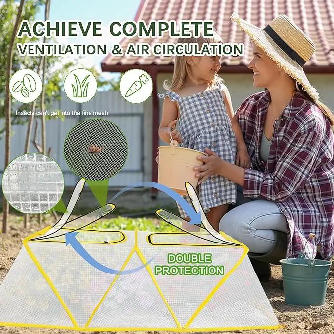 47.2" *14.6" *13.4" Foldable Garden Row Accelerator Plants Cover for Raised Garden Bed, Mini Greenhouse Cover with Two Air Hole and Breathable Mesh, Frost Cover for plant Vegetable Seedling Protector by GreenHaven Gardens