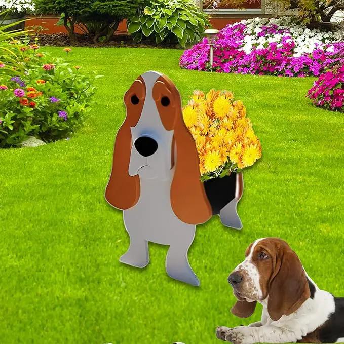 Basset Hound Dog Planter Plant Pots,Cute Garden Dog Flower Planter,Dog Planters Birthday Gifts for Women,Office,Indoor/Outdoor Decor（9.45 * 8.54 * 13.23in） by GreenHaven Gardens