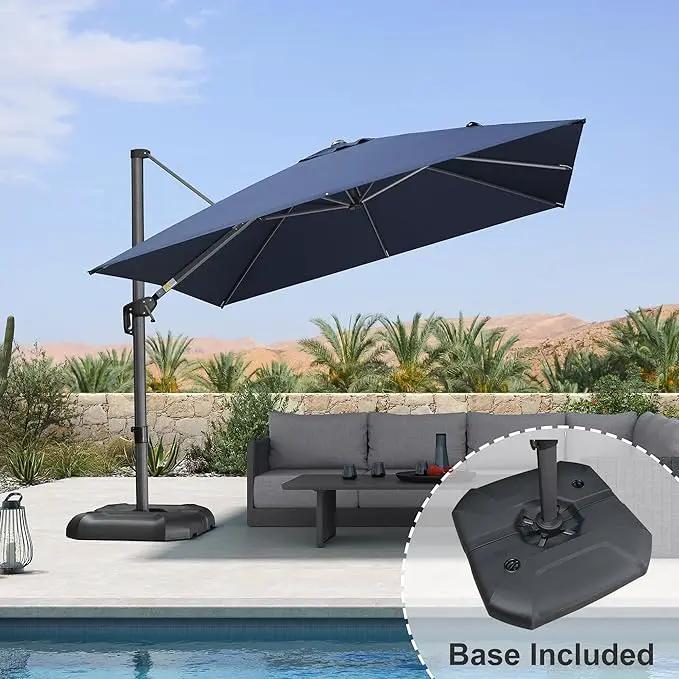 PURPLE LEAF Patio Umbrella with Base 10 Feet Outdoor Cantilever Square Umbrella Aluminum Offset Umbrella with 360-degree Rotation for Garden Deck Pool Patio, Navy Blue by GreenHaven Gardens