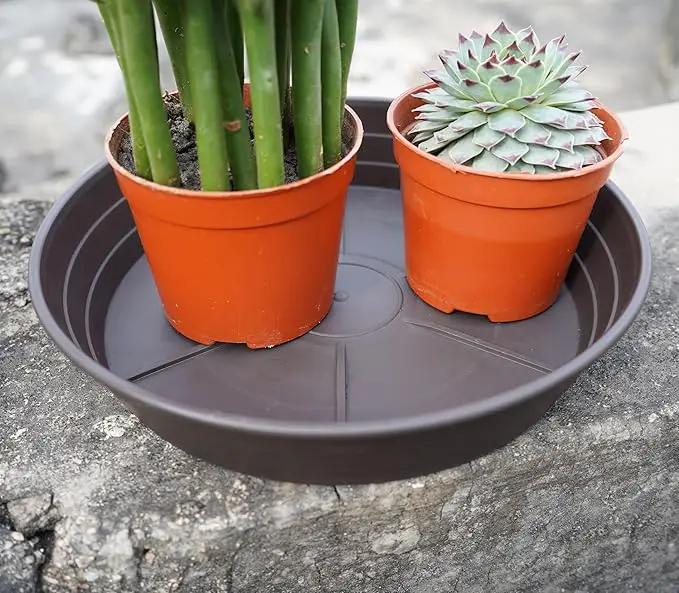 Plant Saucer 14 Inch 4 Pack 6 8 10 12 14 16 18 20 25, Plastic Plant Trays for Pots，Extra-Deep Plant Water Dray Tray, Bird Bath Bowl, Heavy Flower Plant Saucers Indoors and Outdoor No Holes by GreenHaven Gardens