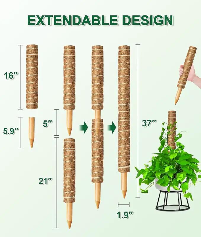 EAONE Moss Pole 168 Inch, 8 Pack 21" Monstera Plant Support for Climbing Potted Live Plants Indoor, Stackable Coco Coir Moss Sticks Monstera Stakes for Pothos Philodendron, with Garden Labels & Ties by GreenHaven Gardens
