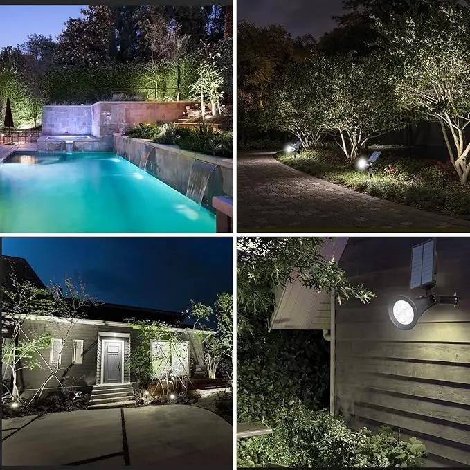 T-SUN Solar Spotlights, Waterproof Outdoor Solar Landscape Spot Lights Auto ON/Off Adjustable Solar Garden Lights LED Wall Lights for Patio, Driveway, Yard, Pool Area (White-2Pack) by GreenHaven Gardens