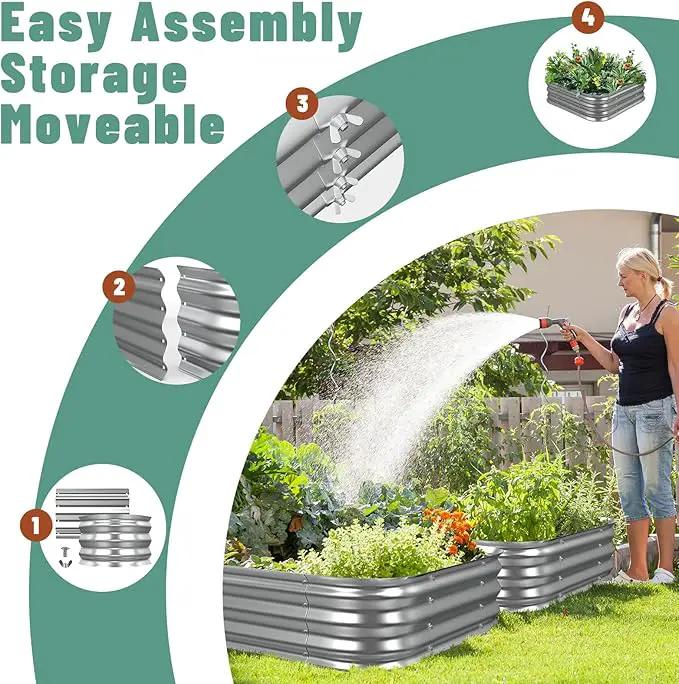 Raised Garden Bed, 3×3×1ft Galvanized Steel Planter Boxes, Heavy Duty Outdoor Raised Garden Bed Planter Kit for Gardening, Rustproof Large Garden Beds for Vegetables, Fruits, Flower Grow by GreenHaven Gardens