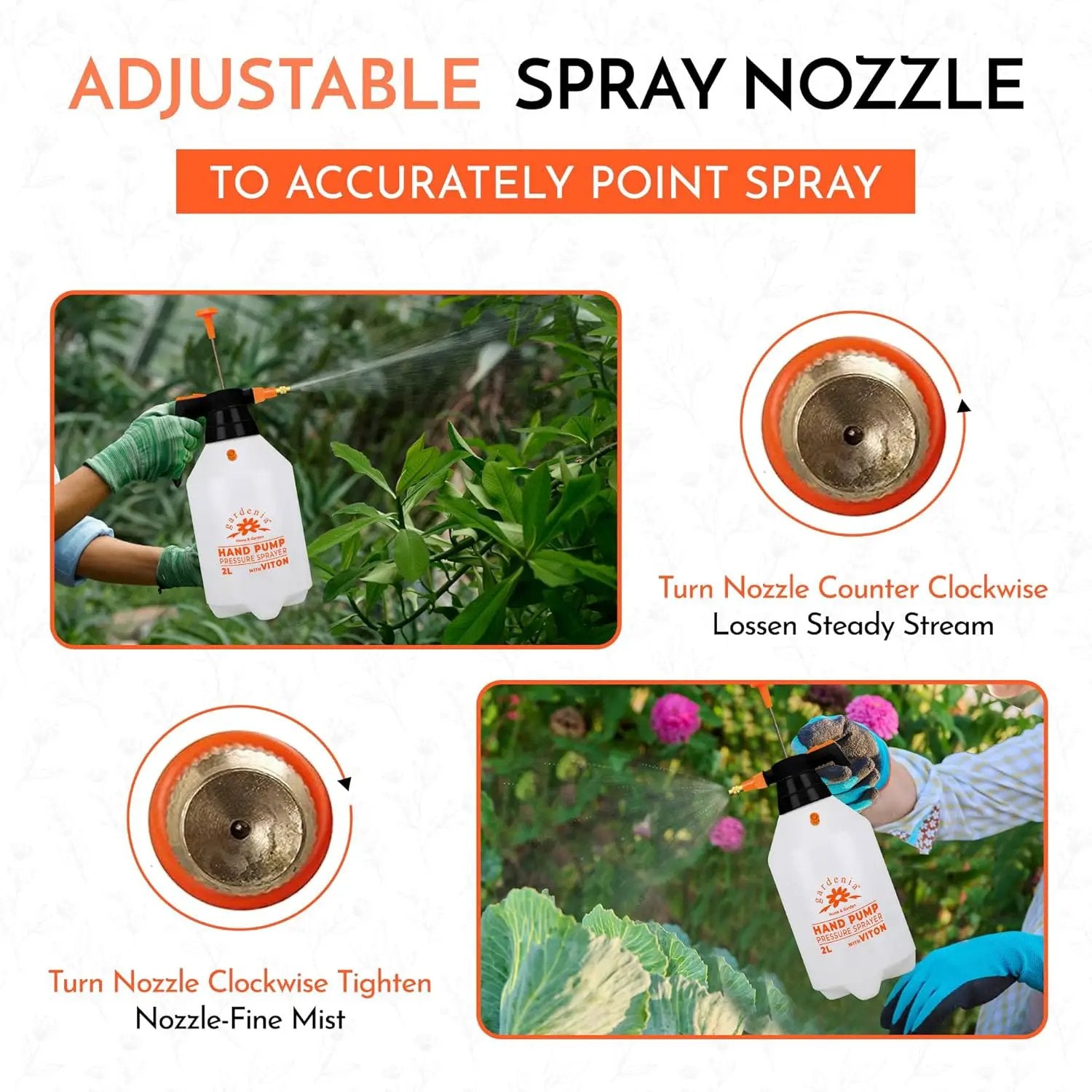 Handheld Pumping Sprayer Viton Seals Sprayers in Lawn and Garden, Spray Bottles for Cleaning Chemical Sprayer Continuous Spray Bottle for Plants 2 Pack 2L (0.53 Gal / 68oz) by GreenHaven Gardens