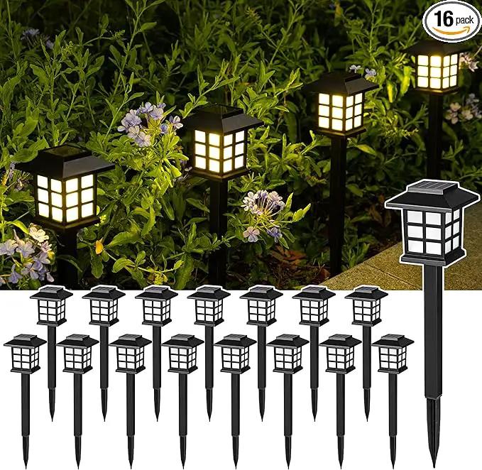 SOLPEX 16 Pack Solar Path Lights - Outdoor, Garden, Yard & Landscape (Warm White) by GreenHaven Gardens