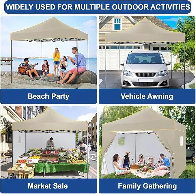 COBIZI 10x10 Heavy Duty Pop up Canopy with 4 Removable Sidewalls, Canopy Tent with Portable Bag, Ez Pop up Tent Commercial Gazebo Waterproof Sunshade for All Weather Party Camp Stall Patio,Khaki by GreenHaven Gardens