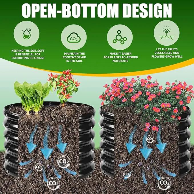 17" Tall Elevated Round Metal Rised Garden Bed- 2'x2' in Size and 0.8MM Thick Durable Planter Box for Vegetables Flowers Succulent at Patio/Garden Outdoor (Black, 2FT Diameter) by GreenHaven Gardens