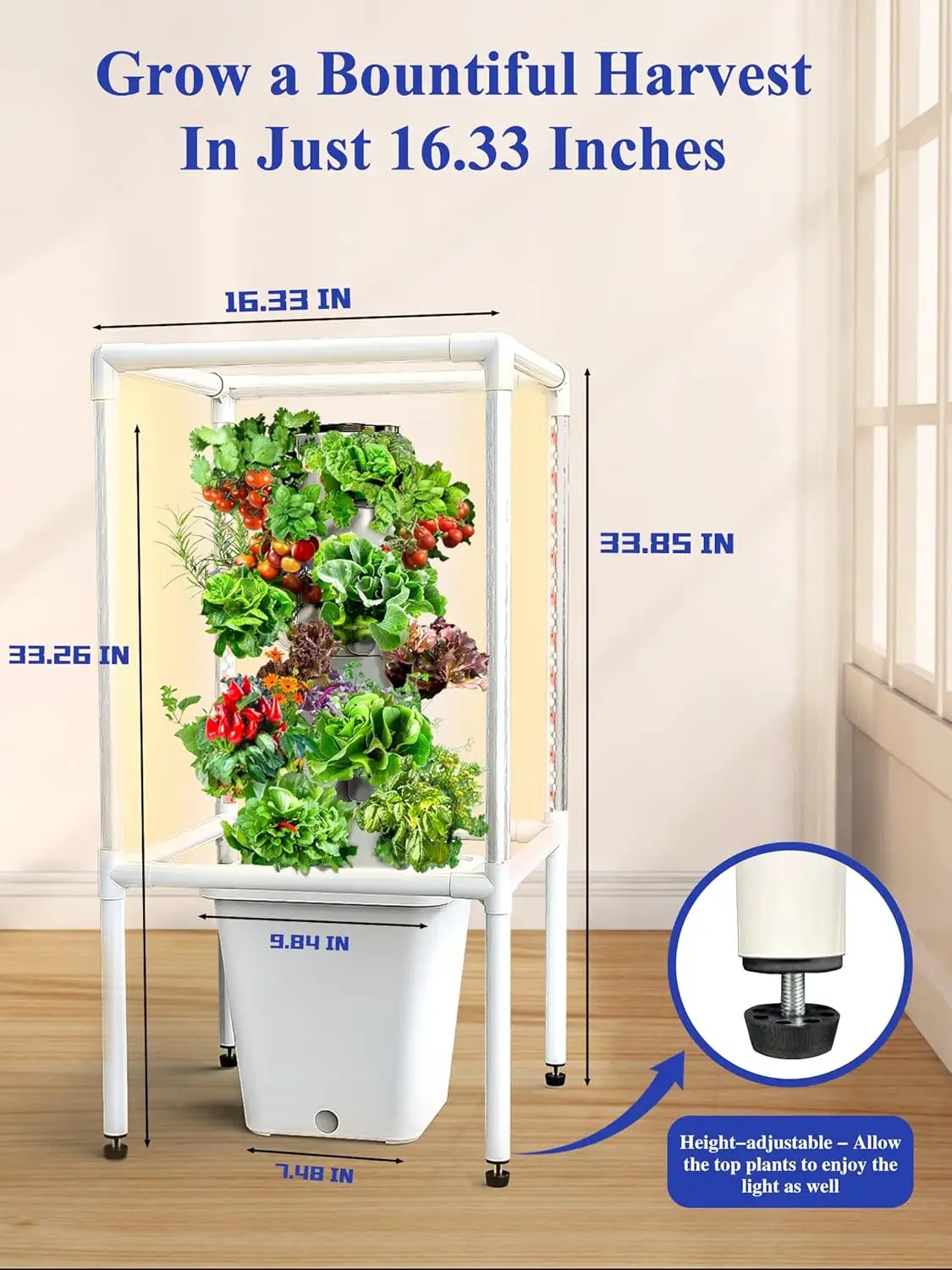 SJZX Hydroponics Growing System, 18 pods Vertical Small hydroponic Tower with LED Grow Light for Indoor Gardening, Classroom Growing Kit, Winter Germination Kits, Beginner-Friendly by GreenHaven Gardens
