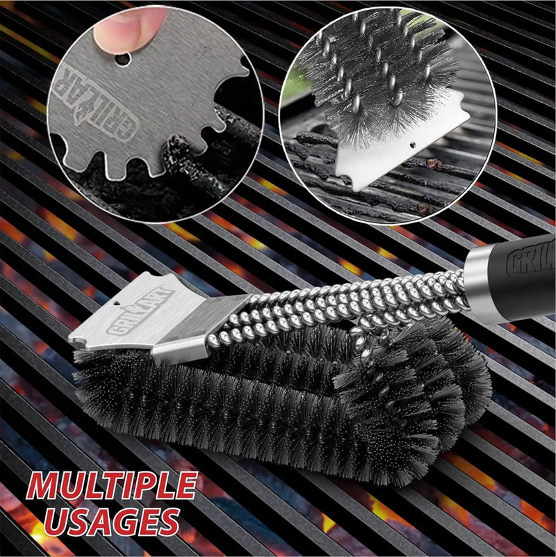 GRILLART Grill Brush and Scraper,18 Inch BBQ Grill Cleaning Brush Kit, Safe Wire Scrubber, Universal Fit BBQ Cleaner Accessories for All Grates by GreenHaven Gardens