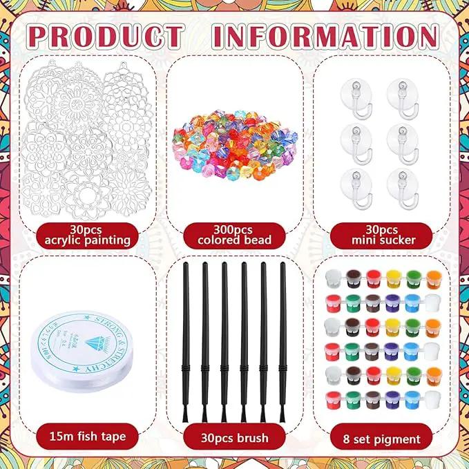 30 Sets Suncatchers Window Art Kits, DIY Sun Catchers Bulk Crafts Paint Your Own Window Ornaments for Boys Girls Classroom Home Party Birthday Activity Decor(Mandala Style) by GreenHaven Gardens
