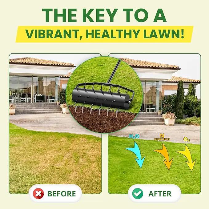 Manual Roller Lawn Aerator,Heavy-Duty Hand Lawn Aerator with Pre-Attached Spike for Yard and Garden,Easy-to-Assemble Lawn Aerator Tool for Compact Soil,Lawn Aerator for Lawn Care (Black) by GreenHaven Gardens
