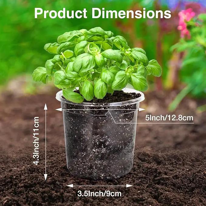 Bonviee Nursery Pots for Plants, 30-Pack 5-Inch Plastic Seedling Pots with Drainage Holes, and 10 Plant Labels, Ideal for Seed Starters and Flowers -Clear by GreenHaven Gardens