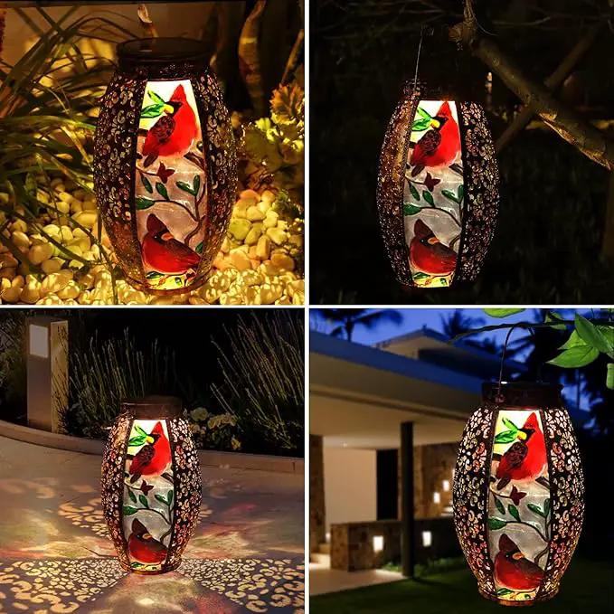 Outdoor Solar Lantern-Waterproof Hummingbird Hanging Metal Decorative Lights for Patio Table Garden Pathway Yard with Super Bright Warm White LED, Large Solar Panels, Auto On/Off Sensor by GreenHaven Gardens