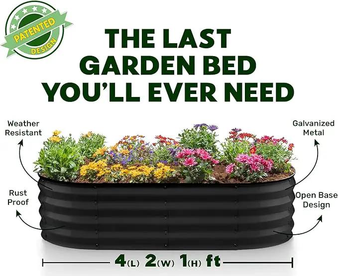 Galvanized Raised Garden Beds Outdoor // 4×2×1 ft (2-Pack) Planter Raised Beds for Gardening, Vegetables, Flowers // Large Metal Garden Box // Patented Tool-Free Design (Black) by GreenHaven Gardens