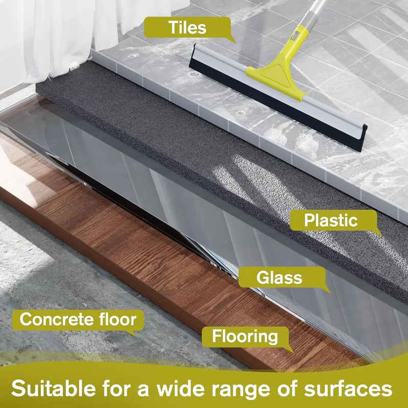 60'' Floor Squeegee Heavy Duty Scrubber with Telescopic Pole, Long Handle Squeegee for Floor with Rubber Blade, Broom for Concrete Floor Shower Tile Glass Pool Garage -17in by GreenHaven Gardens