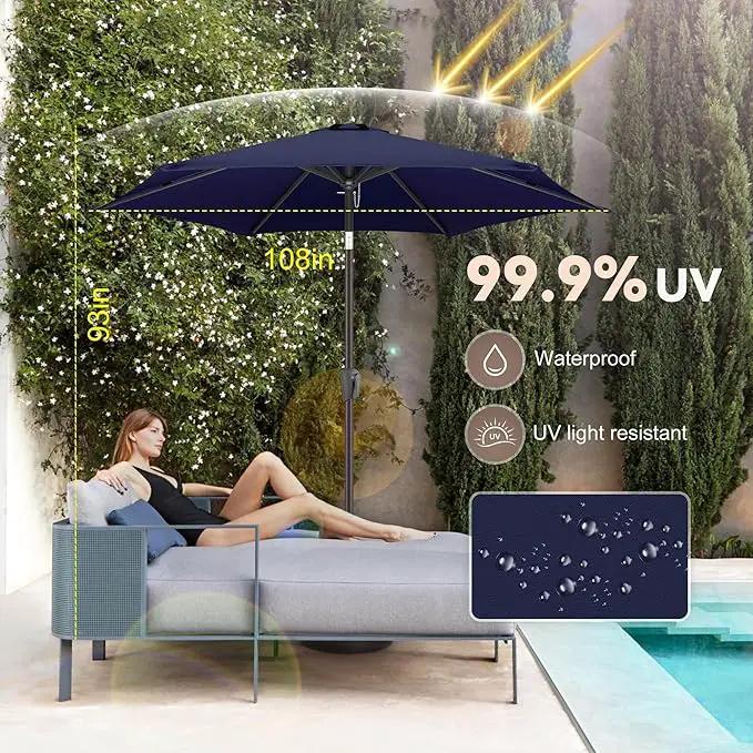 9ft Outdoor Patio Umbrella - Table Umbrella Waterprool UV Protection, Sombrillas de Patio with Push Button Tilt&Crank, Sun Umbrella for Pool, Porch, Garden, Deck, Backyard(Dark Blue) by GreenHaven Gardens