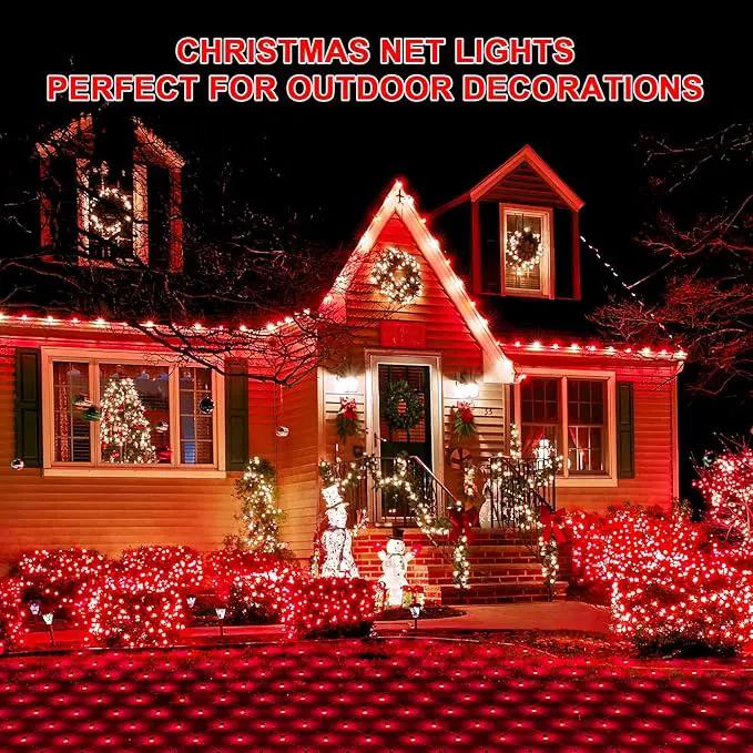 JMEXSUSS 360 LED Red Net Lights Outdoor, Connectable 12ft x 5ft Red Net Lights Plug in with Remote, 8 Modes Waterproof Red Christmas Lights for Bushes Christmas Halloween Decorations by GreenHaven Gardens