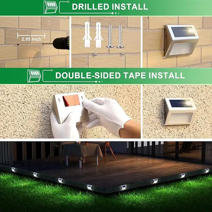 JSOT Outdoor Fence Lights,12 Pack Solar Powered Deck Lights Waterproof Stairs Light Stainless Steel Security Wall Lamps for Step Walkway Patio Garden Pathway - Cool White by GreenHaven Gardens