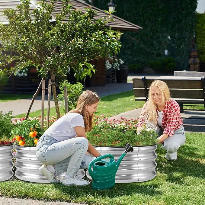 JERIA Raised Garden Bed,Galvanized Raised 2×2×1ft Planter Boxes Outdoor with Easy Assembly, Round Garden Bed for Vegetables, Fruits, Flowers by GreenHaven Gardens