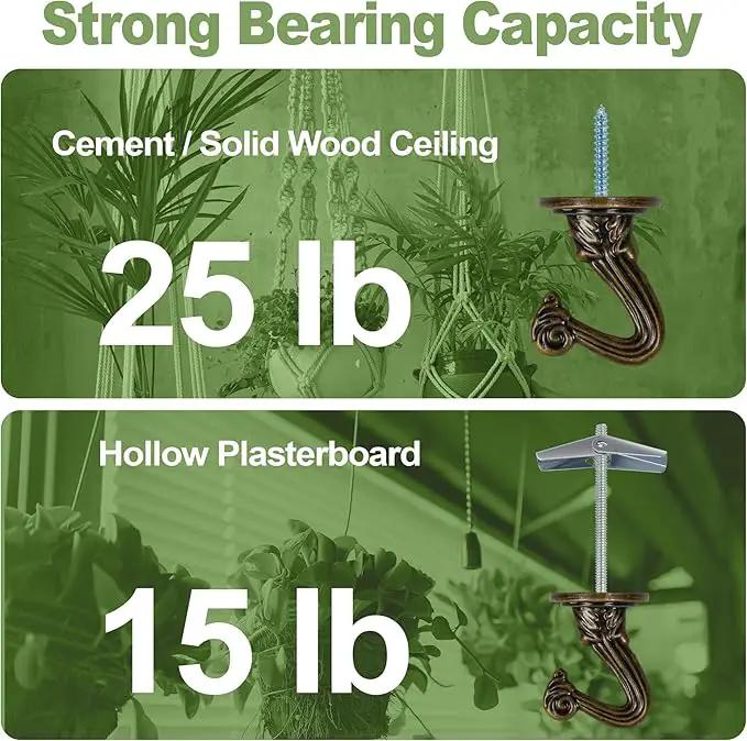 Ceiling Swag Hook Sets - Heavy Duty Hooks with Mounting Hardware for Hanging Plant, Ceiling or Extender Chains - Easy Install with Screws/Brackets by GreenHaven Gardens