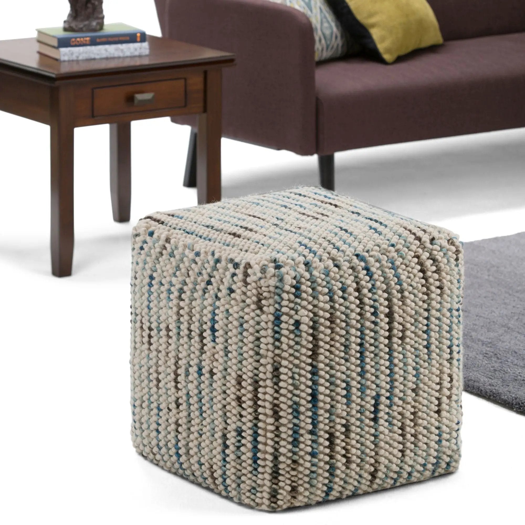 Zoey - Handcrafted Woven Cube Pouf by HouseOfZazla
