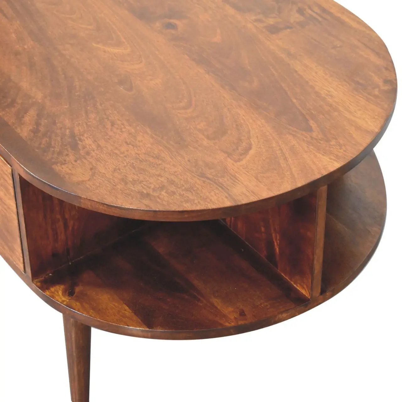 Oval Coffee Table With 1 Drawer - Chestnut by HouseOfZazla