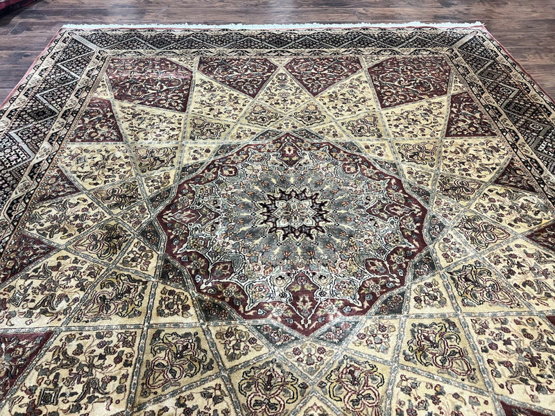 Indo Persian Rug 8x10, Dome Design, 210 KPSI, Handmade Vintage Wool Rug by Jewel Rugs