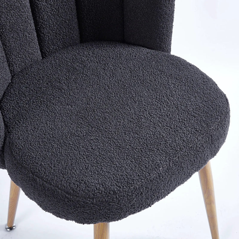 Modern Dining Chair (Set of 2) With Iron Tube Wood Color Legs, Shorthair Cushions And Comfortable Backrest, Suitable For Dining Room, Living Room, Cafe, Simple Structure by HouseOfZazla