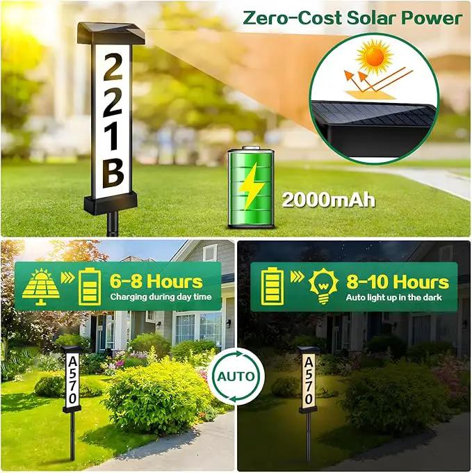 DBF Solar Address Sign, Dual-Sided House Numbers for Outside Waterproof, 3 Colors LED Illuminated Solar Powered Address Plaque with stakes, Outdoor House Number for Home Yard Garden Street by GreenHaven Gardens