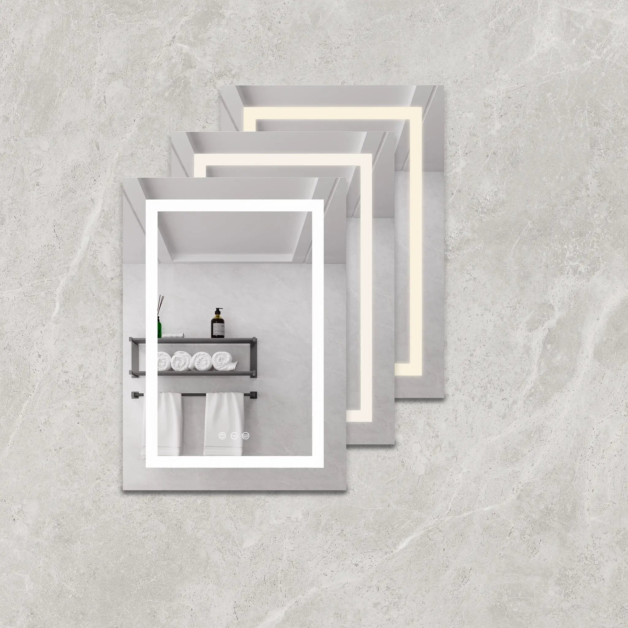 20 X 28" Bathroom Medicine Cabinet With Mirror Wall Mounted LED Bathroom Mirror Cabinet With Lights, Anti-Fog, Waterproof, Dimmable, 3000K~6000K, Single Door, Touch Swich, Storage Shelves - Silver by HouseOfZazla