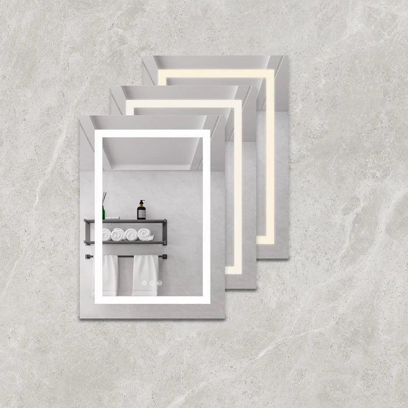 20 X 28" Bathroom Medicine Cabinet With Mirror Wall Mounted LED Bathroom Mirror Cabinet With Lights, Anti-Fog, Waterproof, Dimmable, 3000K~6000K, Single Door, Touch Swich, Storage Shelves - Silver by HouseOfZazla