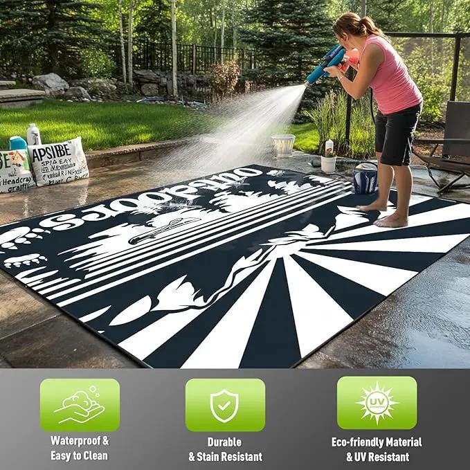 WILDROOTS 5x8 Feet Mountain & Sea Ship Plastic Outdoor Rug, Stain Resistant Waterproof Reversible Outdoor Patio Rug, Fade Resistant Camping Rug by GreenHaven Gardens