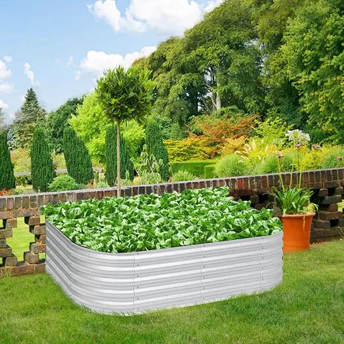 BPS 6-in-1 Metal Raised Garden Bed, 5.5x4 FT Galvanized Planter Raised Beds for Vegetables, Flowers 17'' Extra Tall by GreenHaven Gardens