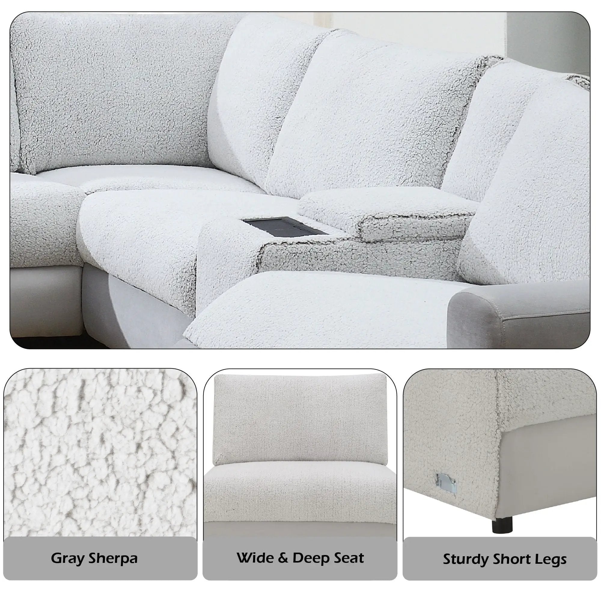 Tarrance - Modular Power Recliner Sectional - Gray by HouseOfZazla