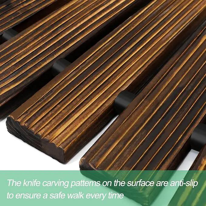 RELIANCER 6' Wooden Garden Pathway,Outdoor Roll Out Cedar Curved Walkway,Patio Path Decorative Garden Boardwalk Walkways,Weather-Resistant Roll Up Beach Wood Road Floor,Wedding Party Pathways by GreenHaven Gardens