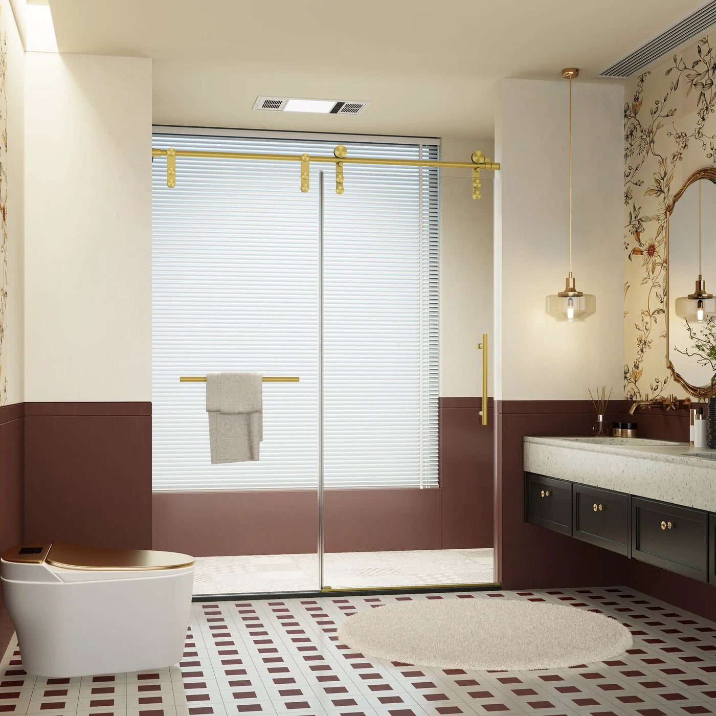 Frameless Single Sliding Shower Doors With Towel Rail & Handle by HouseOfZazla