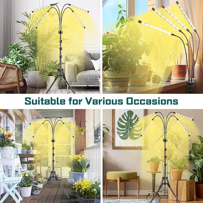 Grow Lights for Indoor Plants Full Spectrum with 15-63 inches Adjustable Tripod Stand Plant Light with 4/8/12H Timer with Remote Control by GreenHaven Gardens