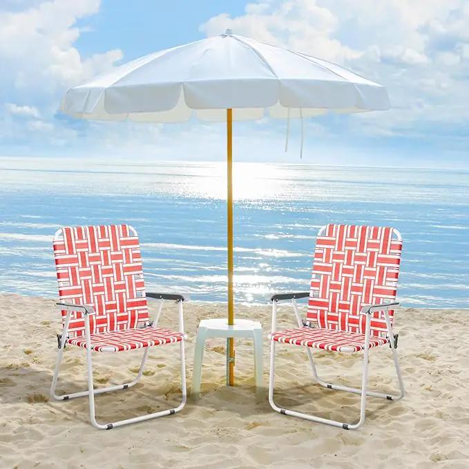 VINGLI Patio Lawn Webbed Folding Chairs Outdoor Beach Portable Camping Chair for Yard, Garden (2, Red, Oversized) by GreenHaven Gardens