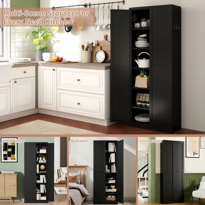 Kitchen Pantry Cabinet With 4 Adjustable Shelves, Heavy Duty Freestanding Organizer by HouseOfZazla