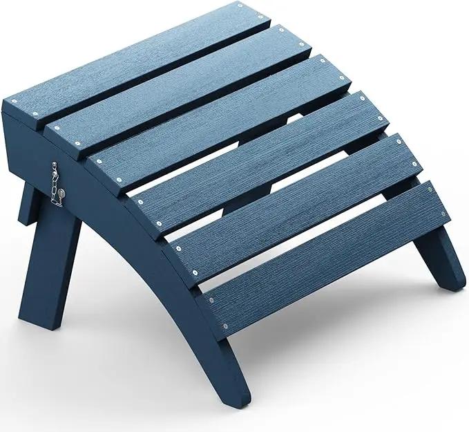 SERWALL Folding Adirondack Footrest Without Assembly, All Weather Use Adirondack Footstool, Blue by GreenHaven Gardens