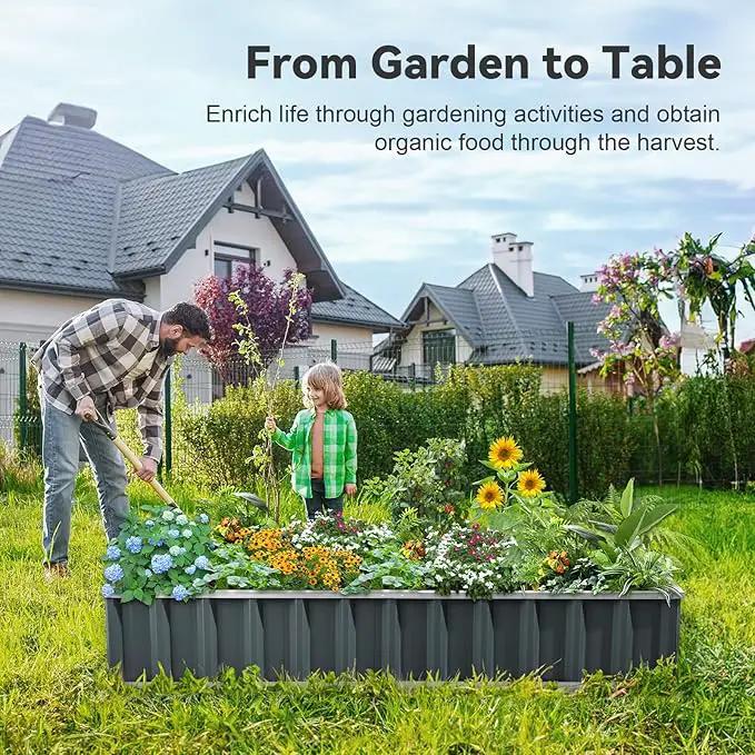 KING BIRD Raised Garden Bed 68"x 36"x 12" Galvanized Steel Metal Outdoor Garden Planter Box Kit with 2 Pairs of Gloves (Dark Grey) by GreenHaven Gardens