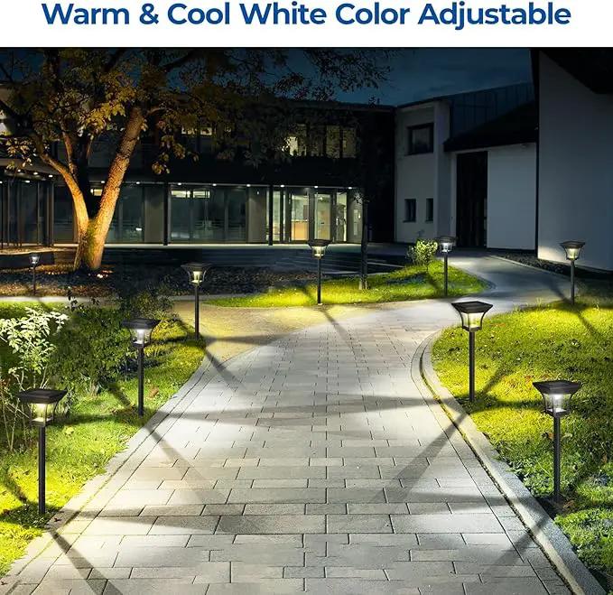 CINOTON 8 Pack RGBCW Solar Pathway Outdoor Lights, 3 Lighting Modes Solar LED Garden Lights, IP65 Waterproof Outside Solar Powered Landscape Lighting for Sidewalk Driveway Backyard RGB/Warm/Cold White by GreenHaven Gardens