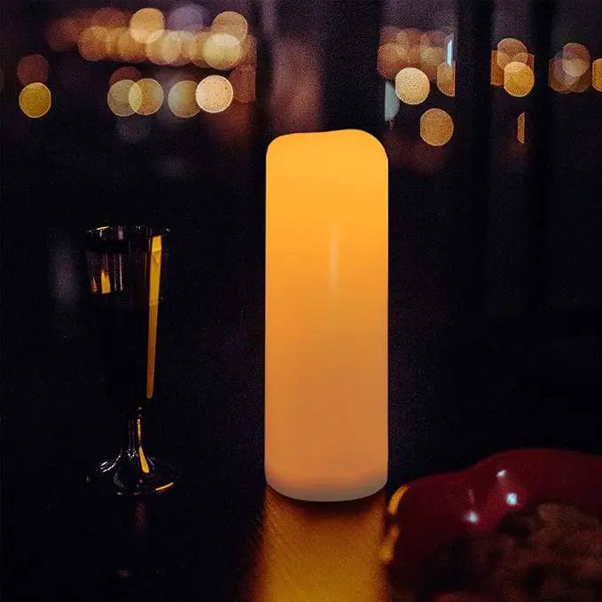 iZAN 1 PCS Outdoor Flameless LED Pillar Candle with Remote & Timer - Long Lasting Waterproof Flickering Battery Operated Electric Candle for Christmas Lantern Party Wedding Decoration 3"x8" by GreenHaven Gardens