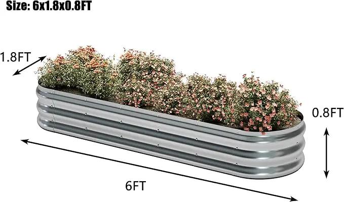 KFN 2pcs Galvanized Raised Garden Bed,Raised Garden Bed Kit-Oval Metal Flower Box,Large Planter Vegetable Box Outdoor,Planting for Vegetables,Flower,Herb,6FT,0.7mm by GreenHaven Gardens