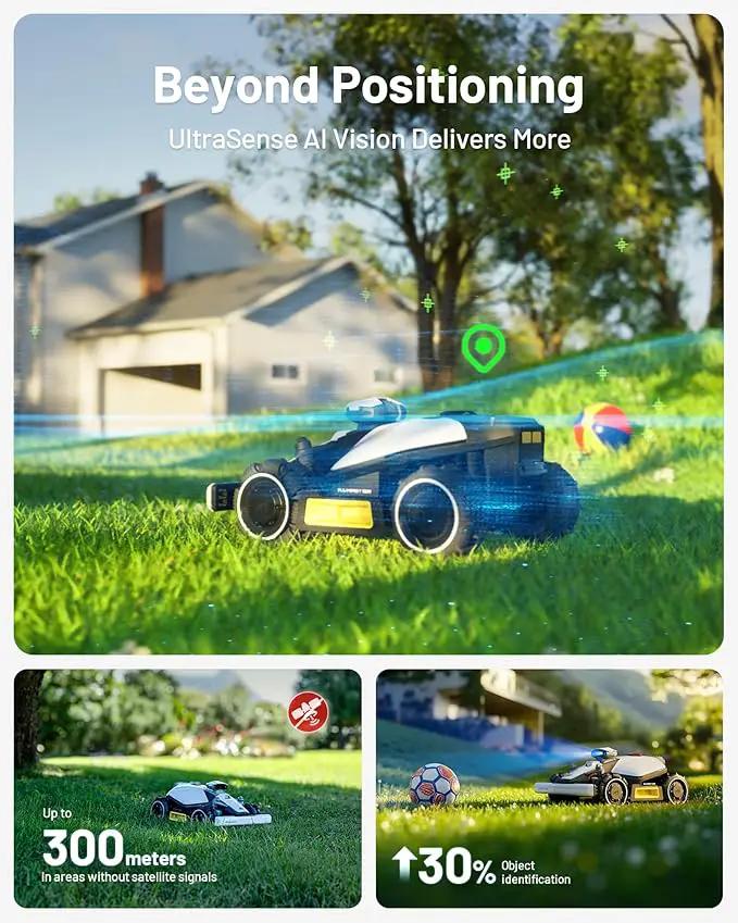LUBA mini AWD 800 Robot Lawn Mower with 4G for 0.2 Acre, All-Wheel-Drive for 80% Slope, No Perimeter Wire, UltraSense AI Vision+RTK Auto-Mapping, Cutting Height 0.8"-2.6" by GreenHaven Gardens