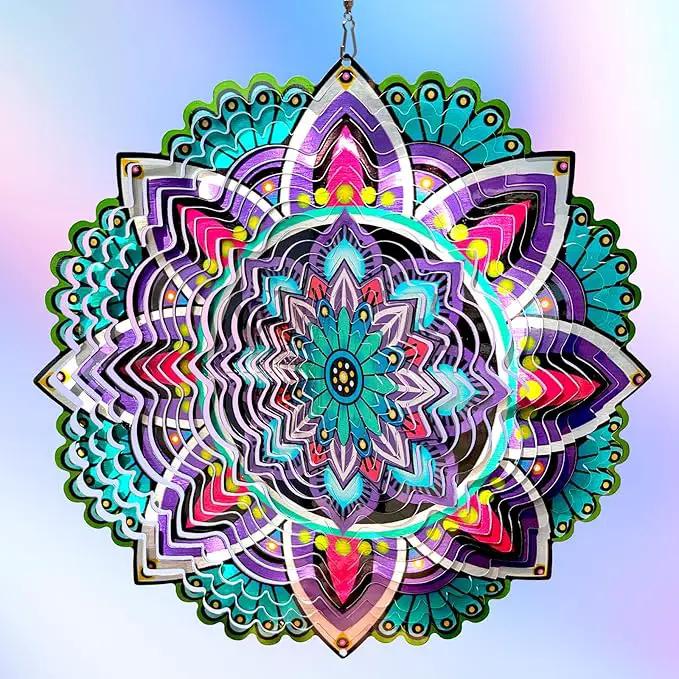 Wind Spinner for Yard and Garden,12in 3D Wind Spinner Mandala Purple Starlight,Wind Spinners Outdoor&Indoor Yard Art Decor,Christmas Decoration,Wind Sculpture Gift for Women/Mother/Men by GreenHaven Gardens