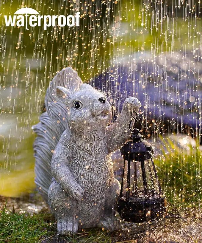 Solar Squirrel Statues for Garden Decor: Outdoor Figurines Sculpture with Lantern for Yard Art Lawn Patio Balcony - Gifts for Mom Grandma by GreenHaven Gardens