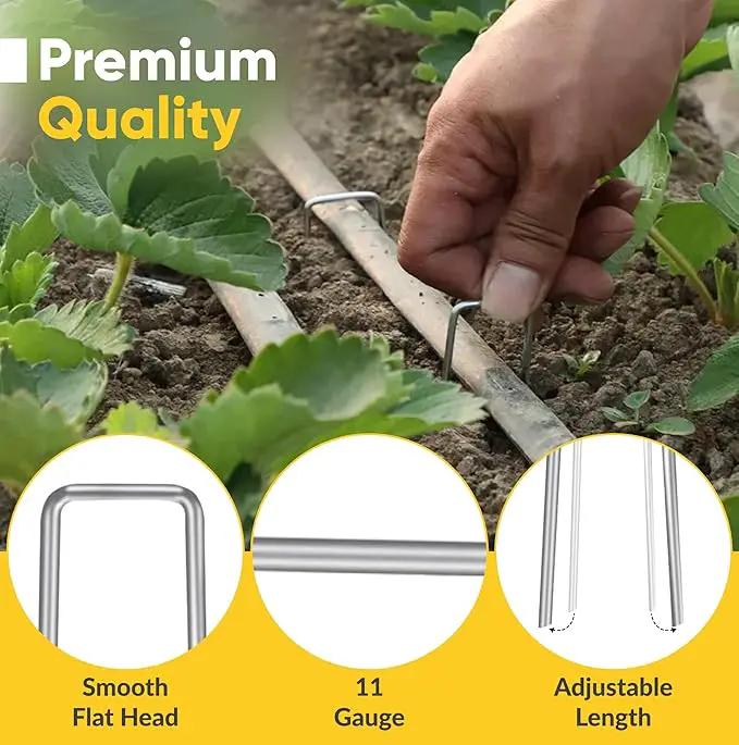 USA Made 15 Pack Landscape Staples 6 inch 11 Gauge Garden Stakes Galvanized Garden Staples | Metal Ground Stakes for Gardening| Yard Stakes for Decoration, Weed Barrier Fabric by GreenHaven Gardens