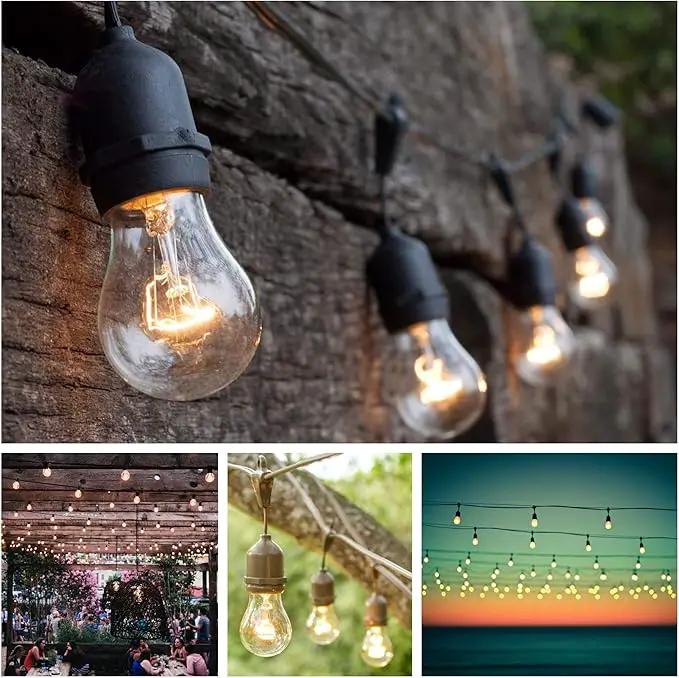 Hometown Evolution, Inc. 50 Foot E26 Outdoor Commercial String Lights with Suspended Socket for Weatherproof Heavy Duty Vintage Outside Lighting - Set of 25 A15 Clear Bulbs by GreenHaven Gardens